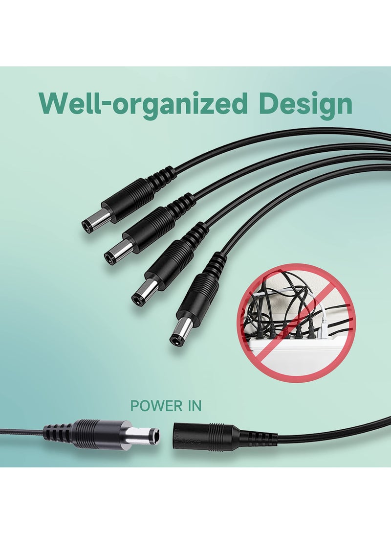 SANMUGEED 4 Pack Black 1 Female to 4 Male 5.5mm*2.1mm DC Power Splitter Cable, 1 to 4 Way DC Power Output Y Adapter Cable Cord for CCTV Cameras Router LED Light Strip and More - Image 5