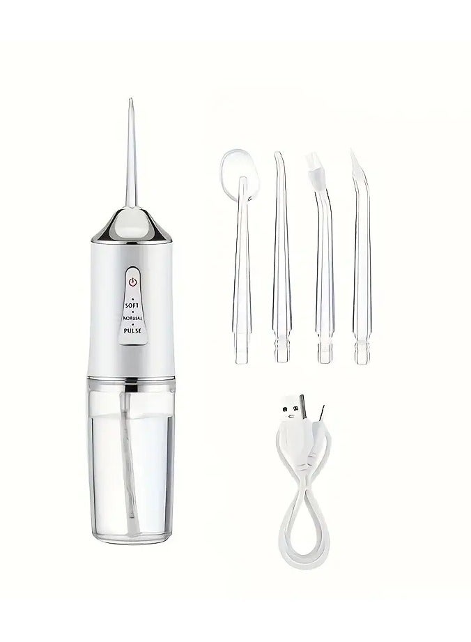 جلوسكي 1 قطعة من الخيط الماء المحمول مع 4 نصائح النفاثة ، USB سقي الأسنان قابل لإعادة الشحن ، بطارية ليثيوم 500 مللي أمبير ، تنظيف الأسنان العميقة ، مقبض مريح ، أوضاع متعددة ، مادة ABS للاستخدام المنزلي - Image 1