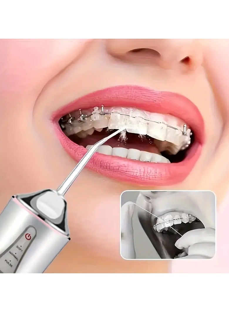 جلوسكي 1 قطعة من الخيط الماء المحمول مع 4 نصائح النفاثة ، USB سقي الأسنان قابل لإعادة الشحن ، بطارية ليثيوم 500 مللي أمبير ، تنظيف الأسنان العميقة ، مقبض مريح ، أوضاع متعددة ، مادة ABS للاستخدام المنزلي - Image 4