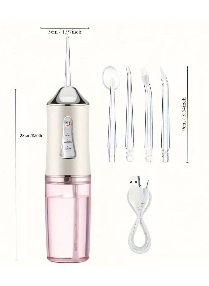 جلوسكي 1 قطعة من الخيط الماء المحمول مع 4 نصائح النفاثة ، USB سقي الأسنان قابل لإعادة الشحن ، بطارية ليثيوم 500 مللي أمبير ، تنظيف الأسنان العميقة ، مقبض مريح ، أوضاع متعددة ، مادة ABS للاستخدام المنزلي - Image 5