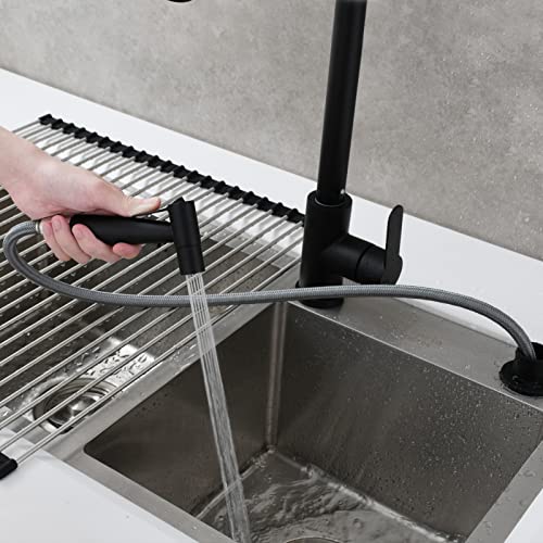 CIENCIA Kitchen Faucet Sprayer Stainless Steel Kitchen Sink Side Sprayer Set, Pull Out Spray Head with Side Sprayer Hose and Sprayer Holder, Black, WS030CF - Image 3