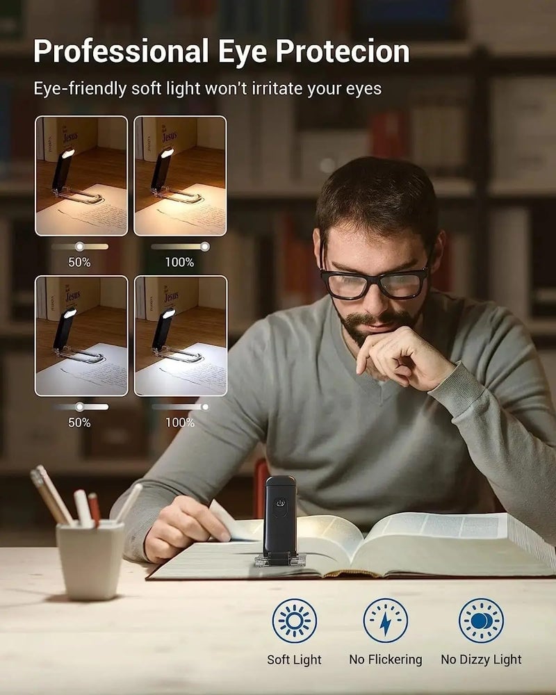 One94Store Book Lamp for Students USB Rechargeable LED Study Light 3 Light Modes ClipOn Portable EyeFriendly Black - Image 2