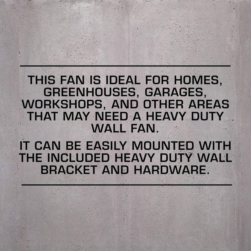 Hurricane Pro High Velocity Oscillating Metal Wall Mount Fan w/ 3 Speeds, Black, 20" - Corded Electric Air Cooling Unit w/ Powerful 4500 CFM Airflow for Home, Garage, Gym, Workshop & Greenhouse - Image 5