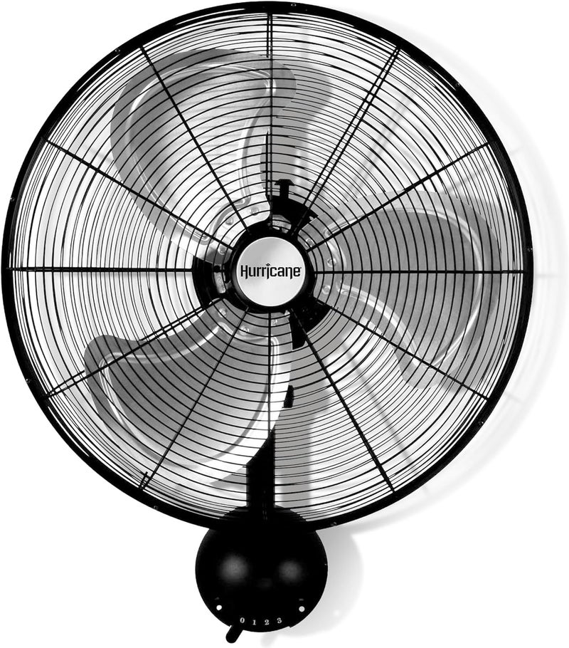 Hurricane Pro High Velocity Oscillating Metal Wall Mount Fan w/ 3 Speeds, Black, 20" - Corded Electric Air Cooling Unit w/ Powerful 4500 CFM Airflow for Home, Garage, Gym, Workshop & Greenhouse - Image 1