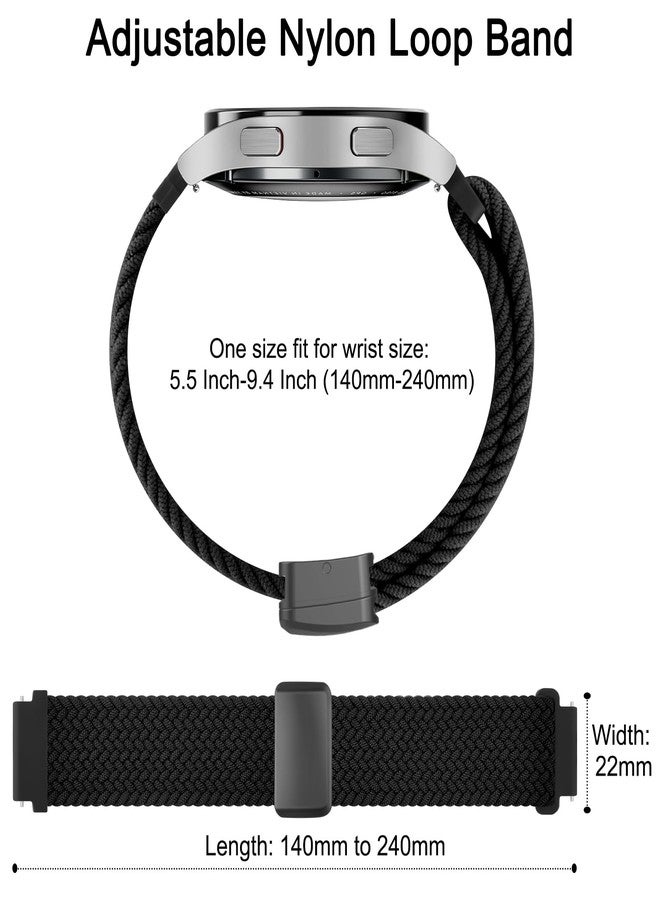 اي كي سوار AK مغناطيسي مضفر لساعات Amazfit Bip 6 / Bip 5 و Amazfit GTR 4، سوار معصم رياضي من النايلون الناعم مقاس 22 مم متوافق مع ساعات Amazfit Bip 6 / Bip 5 / GTR 4 للرجال والنساء (أسود) - Image 2
