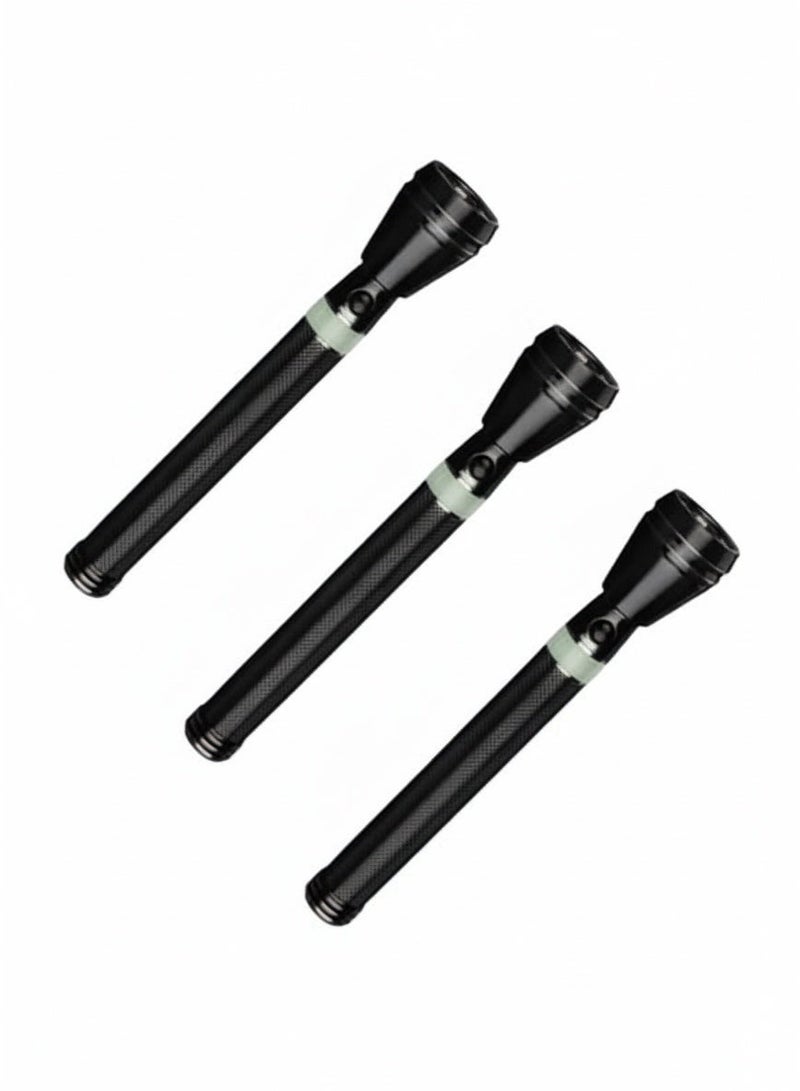 إمبكس 3 pcs كشاف يدوي قابل لإعادة الشحن، LED كري 3 واط، بطارية 3000 مللي أمبير، مدى 300 متر، إضاءة 140-160 لومن، هيكل من الألمنيوم المقاوم للتآكل، وقت تشغيل 4-8 ساعات، شحن خلال 8 ساعات، جهد 220-240 فولت، ضمان سنتين – Lumin C3 – أسود - Image 1