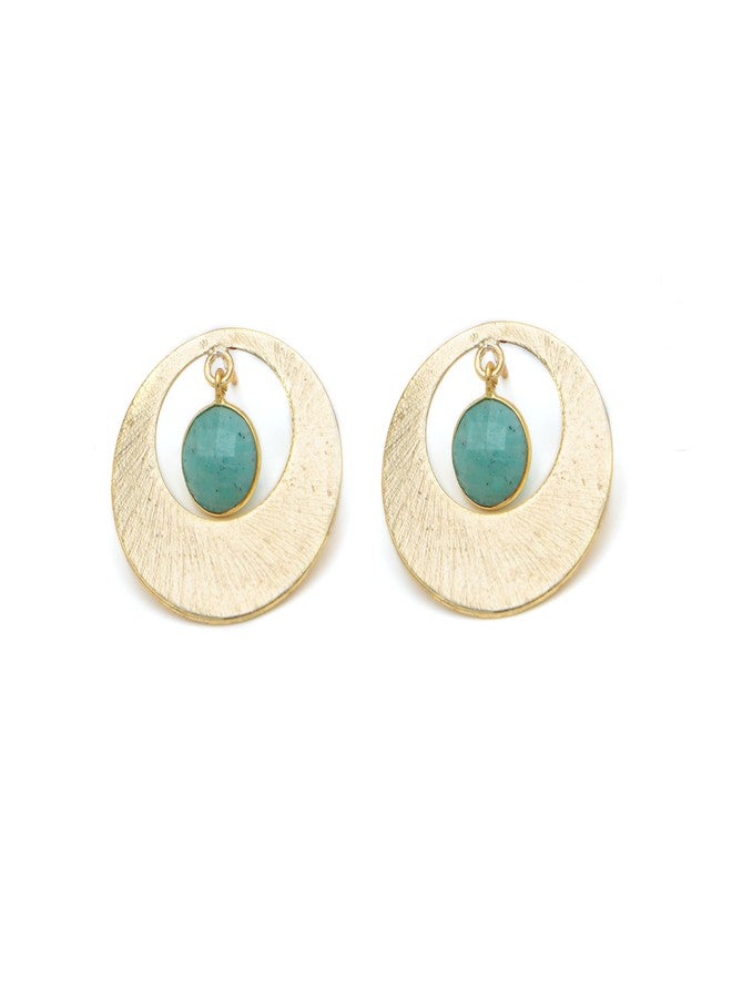 Dua Amazonite Coin Earrings - Handmade Gold-Plated Unique Jewelry for Women - Image 1