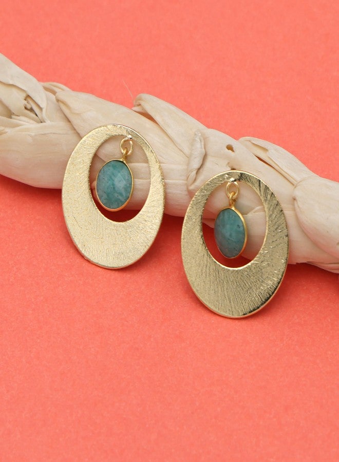 Dua Amazonite Coin Earrings - Handmade Gold-Plated Unique Jewelry for Women - Image 2