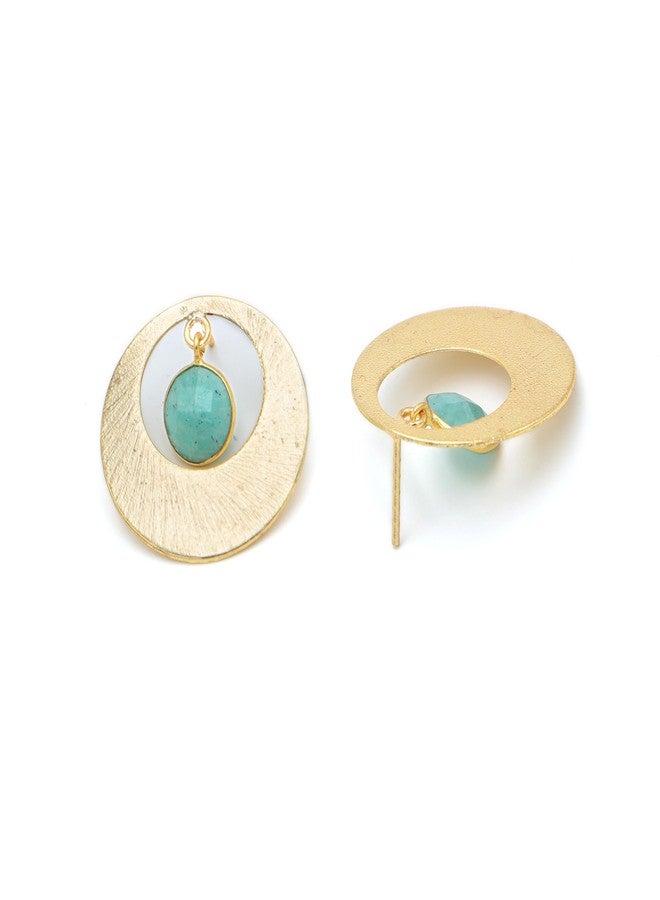 Dua Amazonite Coin Earrings - Handmade Gold-Plated Unique Jewelry for Women - Image 5