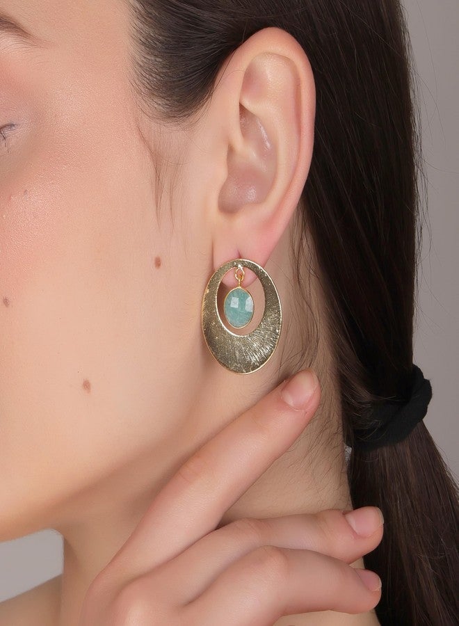 Dua Amazonite Coin Earrings - Handmade Gold-Plated Unique Jewelry for Women - Image 4