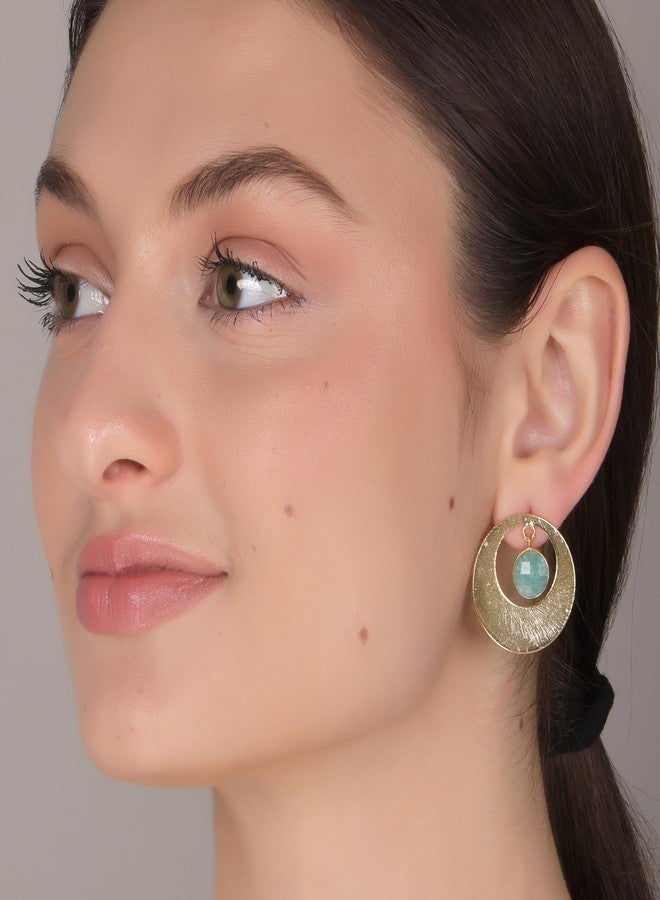 Dua Amazonite Coin Earrings - Handmade Gold-Plated Unique Jewelry for Women - Image 3