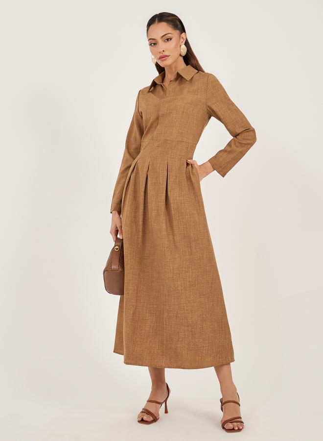 ستايلي فستان بياقة مطوي - Image 1