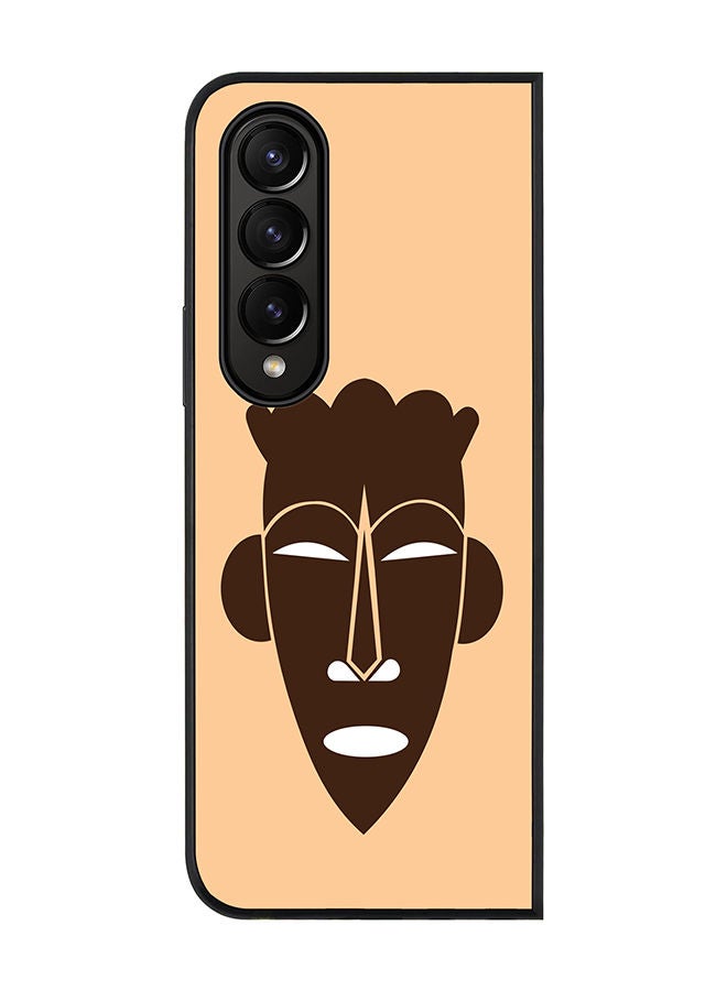 Stylizedd Rugged Black edge case for Samsung Galaxy Z Fold4 Slim fit Soft Case Flexible Rubber Edges Anti Drop TPU Gel Thin Cover - Tribal Mask - Image 1