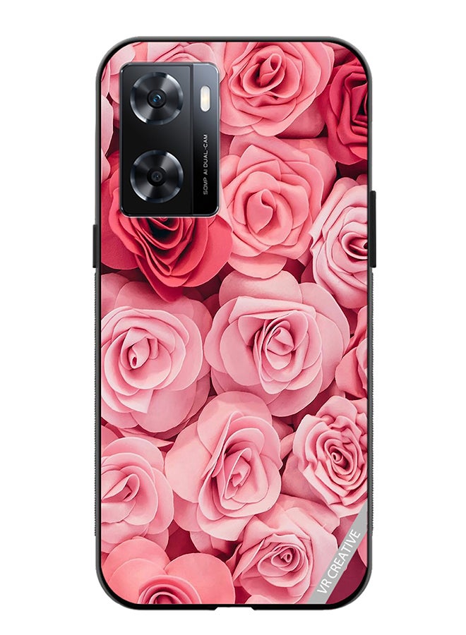 VR CREATIVE Protective Case Cover For Oppo A57/A77s Pink Rose Flowers Design Multicolour - Image 1