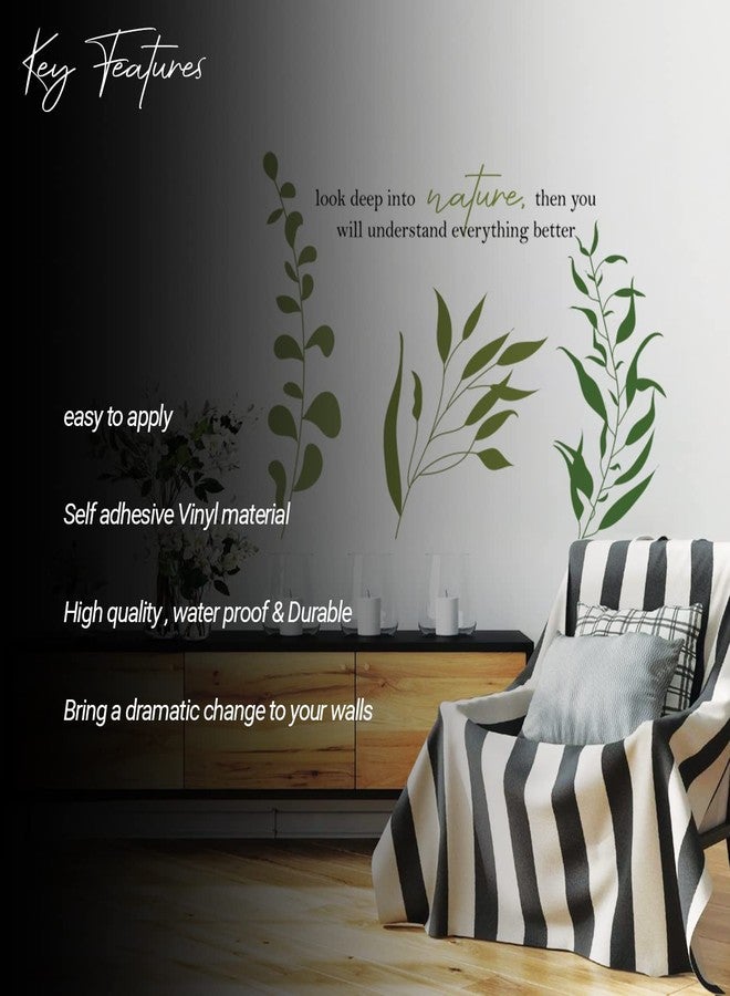 Walllane - ملصقات جدارية من الفينيل بتصميم "نباتات مع اقتباسات عن الطبيعة" / ملصقات ذاتية اللصق لجدران غرفة المعيشة وغرفة النوم - ملصق جداري مطبوع عالي الدقة (48 سم × 85 سم) - Image 4