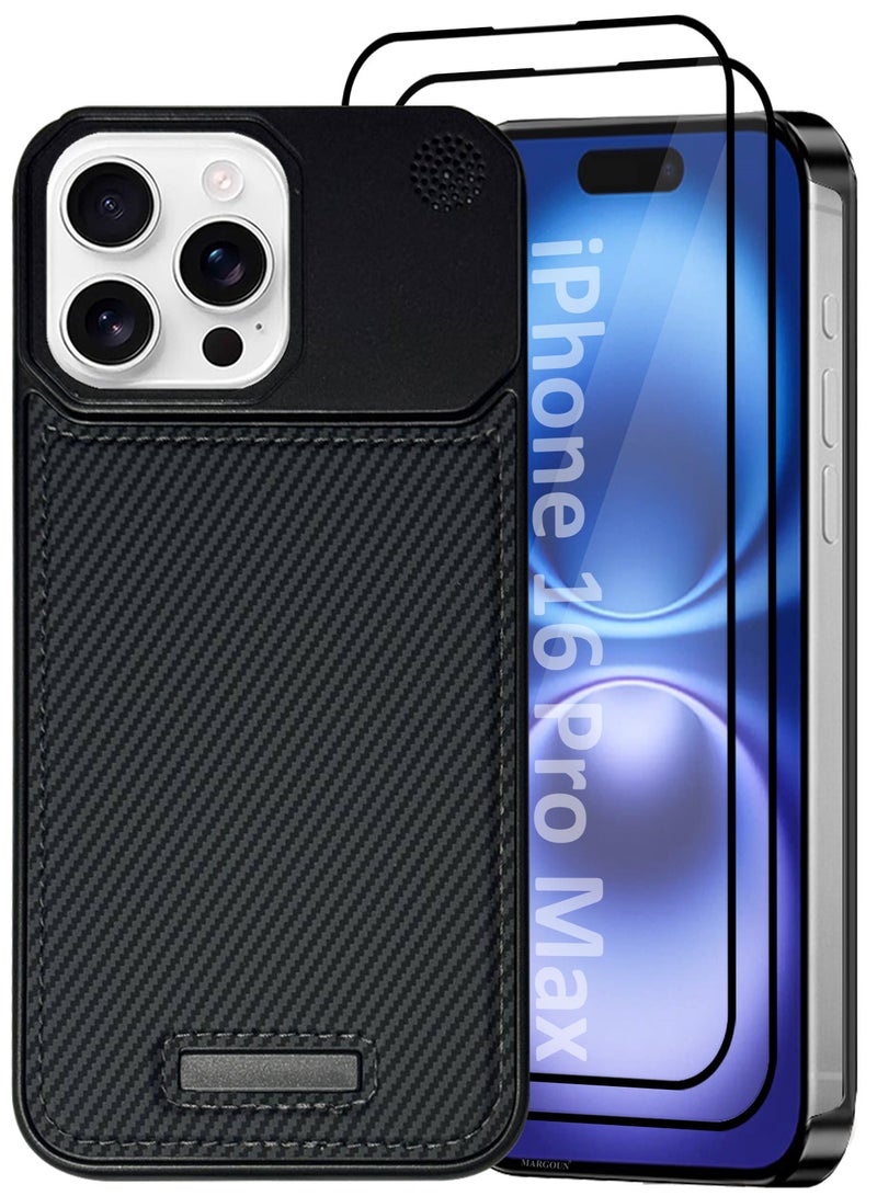 CATANES iPhone 16 Pro Max 3 Pack Case Leather Metal Design, Slim Lightweight Minimalist Cover,1 Case 2 Screen Protectors - Image 2