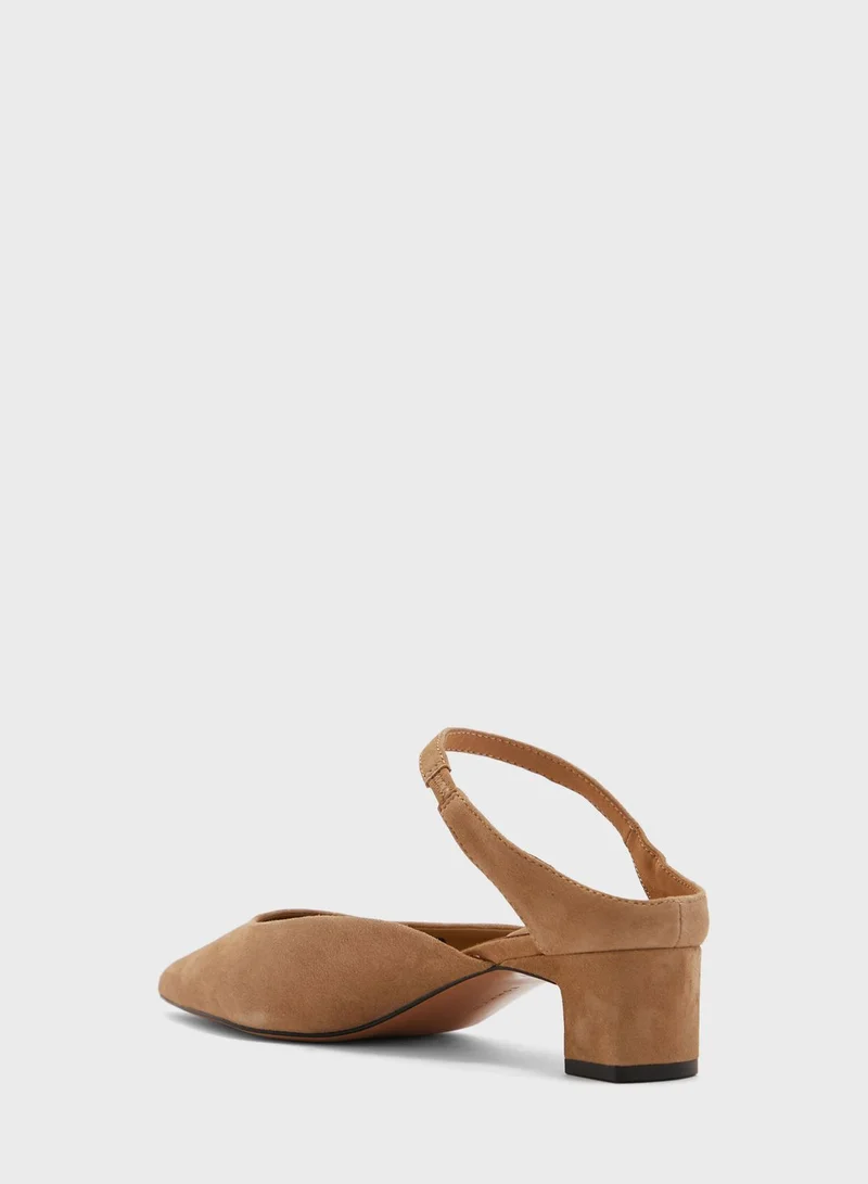 TOMMY HILFIGER Pointy Mid Heel Mule Platform Pumps