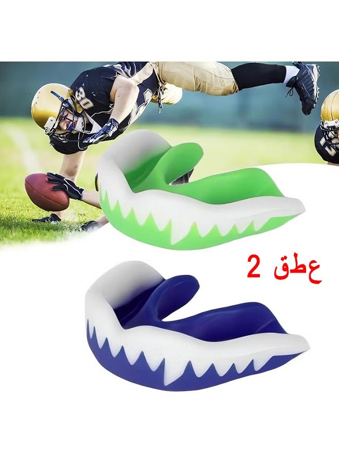 اتش اس واقي الفم ، 2 قطعة من واقيات الفم للبالغين والشباب واقي الفم الرياضي ، الأقواس المحترفة إيفا مزدوجة اللون للملاكمة MMA الرجبي كرة القدم كرة السلة الملاكمة الجودو الكاراتيه - Image 1