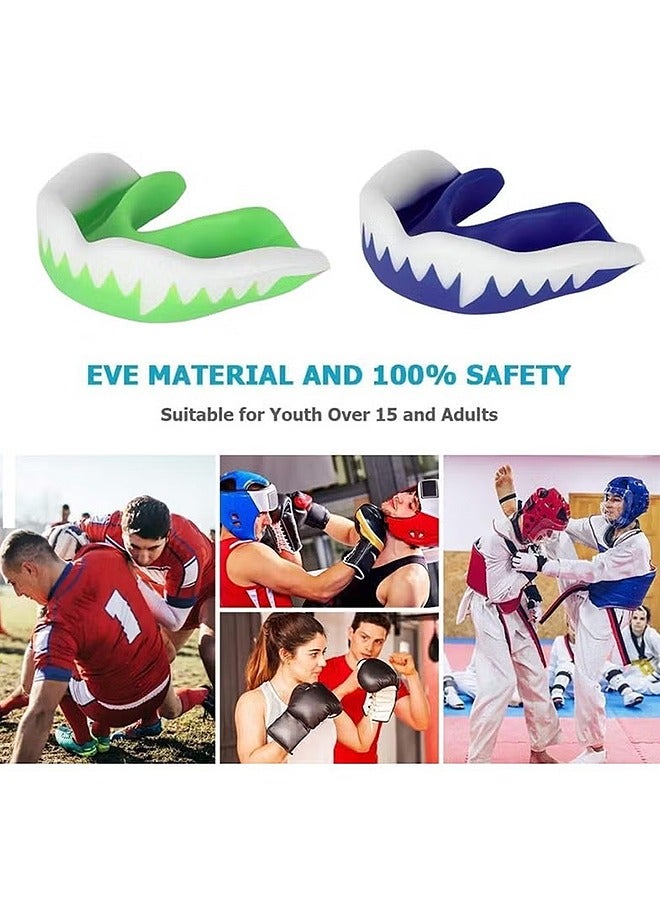 اتش اس واقي الفم ، 2 قطعة من واقيات الفم للبالغين والشباب واقي الفم الرياضي ، الأقواس المحترفة إيفا مزدوجة اللون للملاكمة MMA الرجبي كرة القدم كرة السلة الملاكمة الجودو الكاراتيه - Image 2