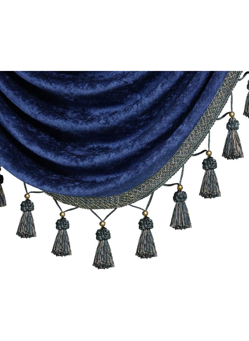 ELKCA ELKCA Thick Chenille Waterfall Swag Valances for Living Room Royal Blue Valance Curtains for KitchenPack of 1 Royal Blue 30 W x 22 L  - Image 5