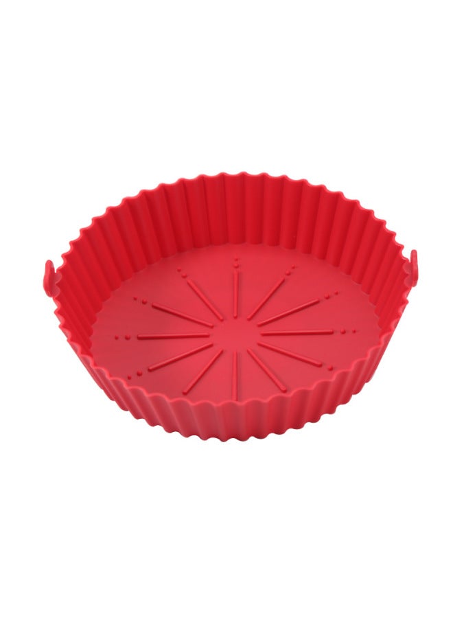 Round Baking Oven Silicone Special Pastry Air Fryer Silicone Pot Air Fryer Baking Pad Modern Simple Style Kitchen Accessories-Specifications:Medium Red (PP Bag)  - Image 1