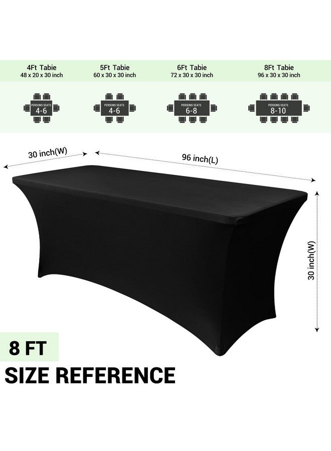Obstal 6 Pack Stretch Spandex Table Covers for 8 Foot Tables - 8 FT Universal Rectangular Fitted Tablecloth Protector for Wedding, Banquet, Party (Black, 96 Length x 30 Width x 30 Height Inches) - Image 4