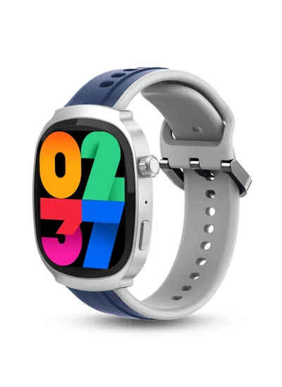 Pebble Axis 1.96" AMOLED Display Smartwatch, Functional Rotating Crown, Quick Notification, Always on Display, Bluetooth Calling, SpO2 Monitoring, Heart Rate Monitoring, Multiple Sports Modes, Winter Blue