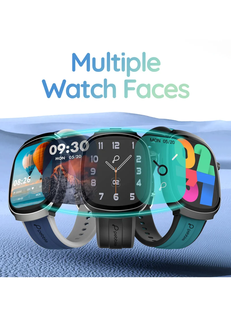 Pebble Axis 1.96" AMOLED Display Smartwatch, Functional Rotating Crown, Quick Notification, Always on Display, Bluetooth Calling, SpO2 Monitoring, Heart Rate Monitoring, Multiple Sports Modes, Winter Blue
