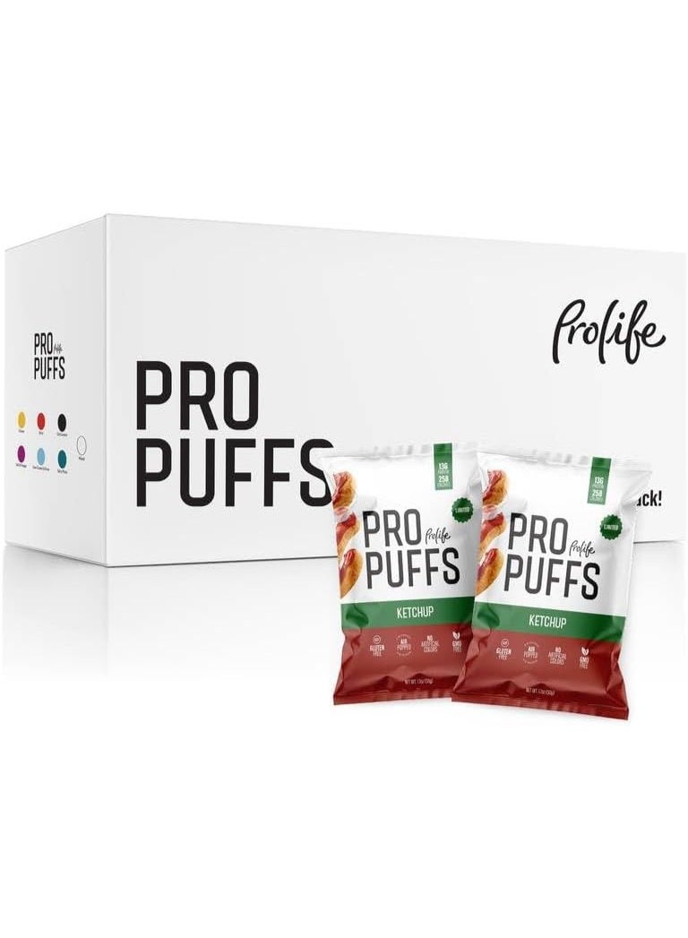 Prolife Pro Puffs –  Ketchup Flavour, High Protein Snack, 20 Pack x 50g - Image 1