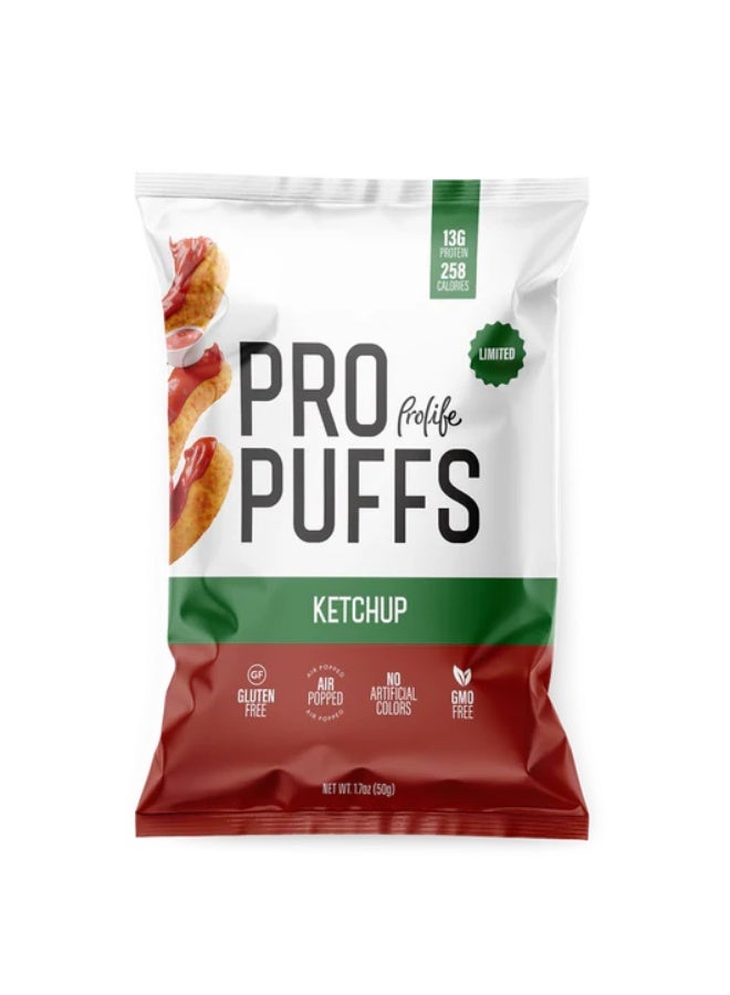 Prolife Pro Puffs –  Ketchup Flavour, High Protein Snack, 20 Pack x 50g - Image 2