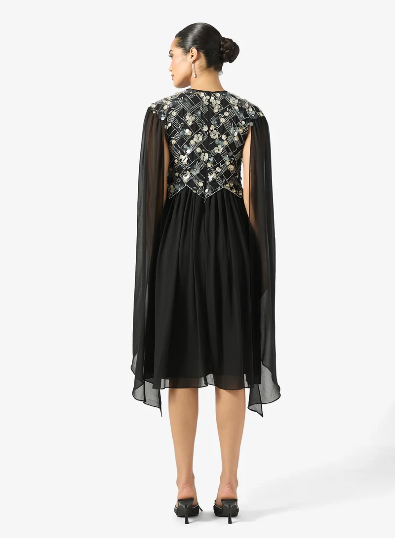 Frock and Frill Mesh Detailed Embellished Dress