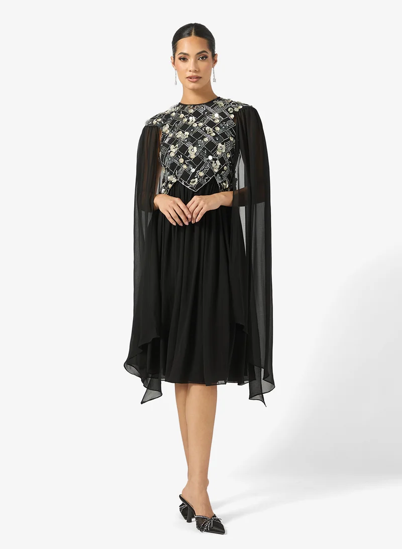 Frock and Frill Mesh Detailed Embellished Dress