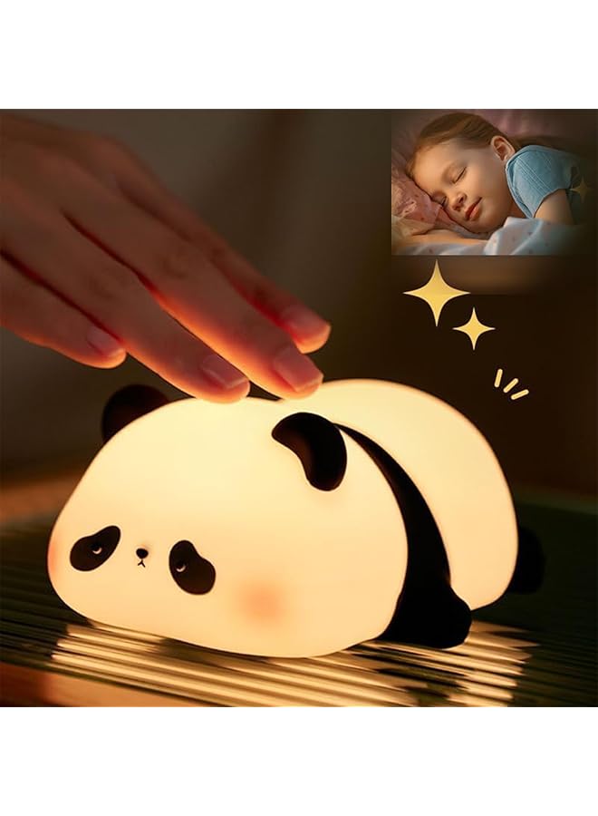 The Bros Panda Night Lamp - Children's Night Light,Nursing Light,3 Light Modes,Dimmable with Timer, Touch Control, Silicone Night Light, Baby, USB Rechargeable Panda Lamp - Image 1
