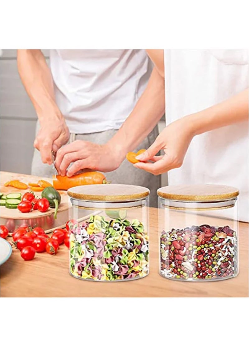 Glass Jar Canister with Airtight Bamboo Lid Kitchen Food Container for Flour Sugar Coffee Cookie Jar Candy Snack and More Set Of 4 Pcs Yk4101 450ml - Image 3