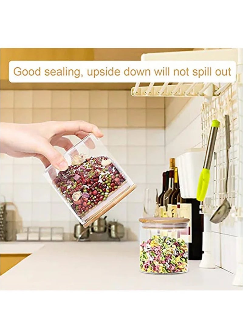 Glass Jar Canister with Airtight Bamboo Lid Kitchen Food Container for Flour Sugar Coffee Cookie Jar Candy Snack and More Set Of 4 Pcs Yk4101 450ml - Image 5