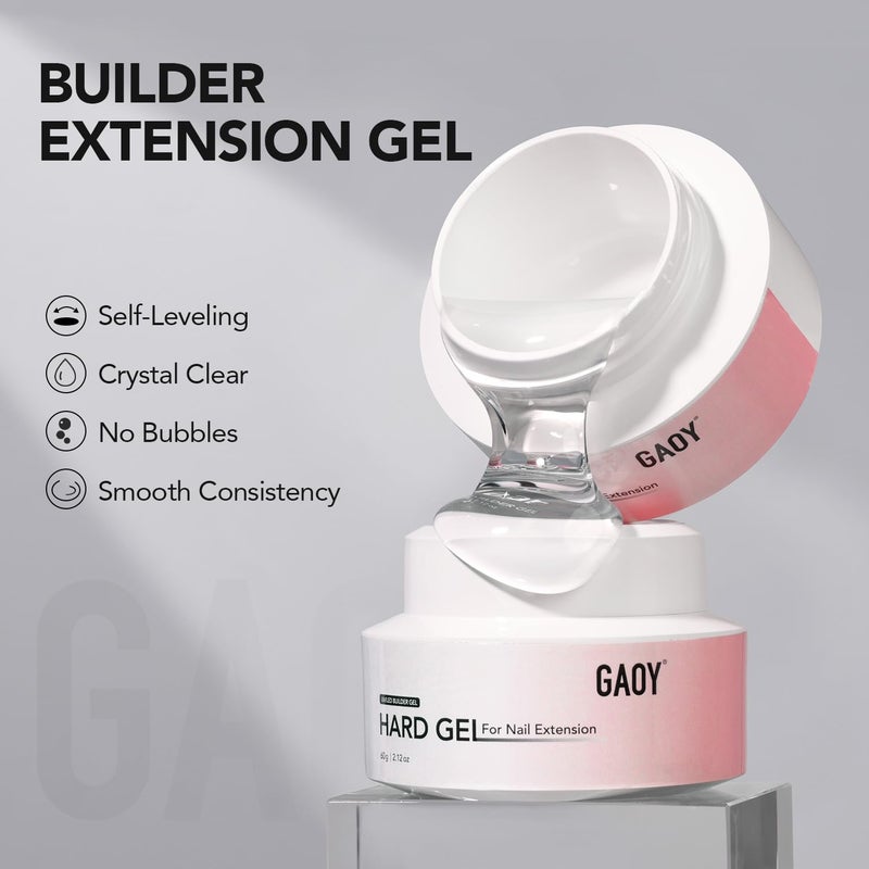 GAOY 60g Nail Extension Hard Gel, Clear Builder Gel, Long Lasting UV Nail Strengthener with Forms, Base Coat Top Coat Needed - Image 4