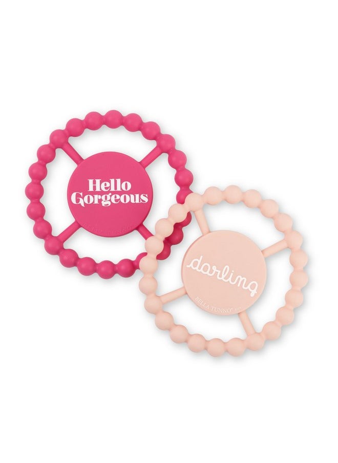 بيلا تونو مجموعة من قطعتين من Bella Tunno Happy Teether - لعبة عضاضة ناعمة وسهلة الإمساك للأطفال، حلقة عضاضة من السيليكون للمساعدة في تهدئة اللثة، غير سامة وخالية من مادة BPA، رائعة/رائعة  - Image 1