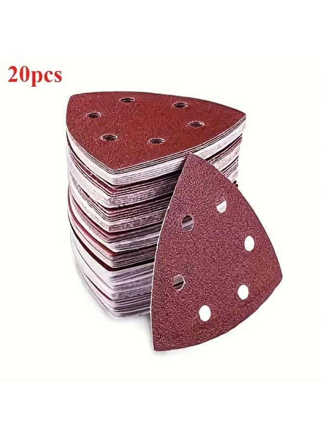 20 قطعة من مجموعة وسادات الصنفرة المثلثة ذات شبكة 120 مع ساندر الفأر ذو 6 فتحات للطحن والتشطيب - Image 1