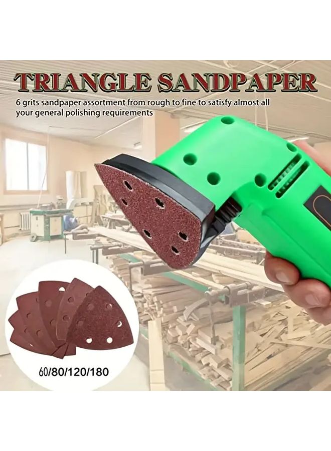 20 قطعة من مجموعة وسادات الصنفرة المثلثة ذات شبكة 120 مع ساندر الفأر ذو 6 فتحات للطحن والتشطيب - Image 4