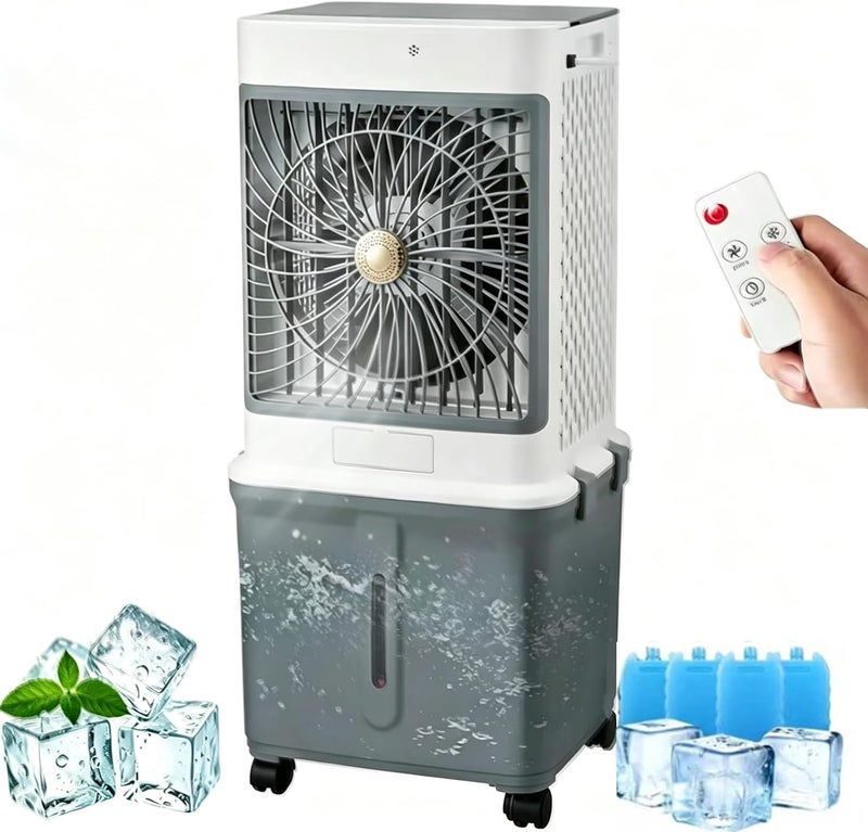 Evaporative Air Cooler, Cooling Fan, 3 Speeds with Remote & Touch Control, 120° Oscillating, 7H Timer, Portable ac Unit w/ 35L Water Tank with 4 Ice Boxes for Office and Home-Fragrance Model - Image 1