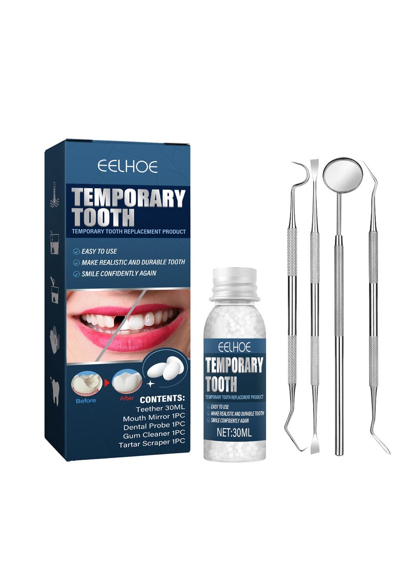 EELHOE 30 Ml Mouldable Dental Adhesive With 4 Dental Tools Dental Filling Kit, Temporary Filling Of Cavities and Gaps For Restorations  - Image 1