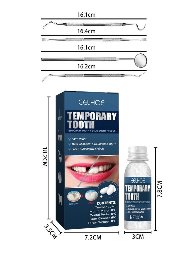 EELHOE 30 Ml Mouldable Dental Adhesive With 4 Dental Tools Dental Filling Kit, Temporary Filling Of Cavities and Gaps For Restorations  - Image 4