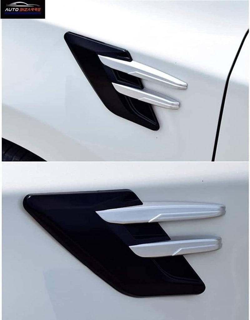 AutoBizarre Car Styling Decorative Black Silver Side Vents Air Flow Duct Sticker - Universal For All Cars - Set of 2 pcs - Image 3