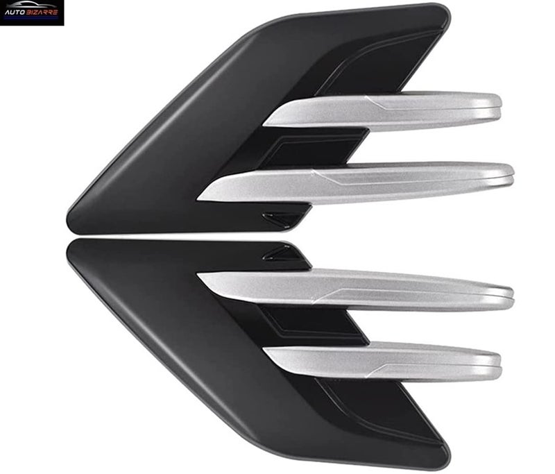 AutoBizarre Car Styling Decorative Black Silver Side Vents Air Flow Duct Sticker - Universal For All Cars - Set of 2 pcs - Image 2