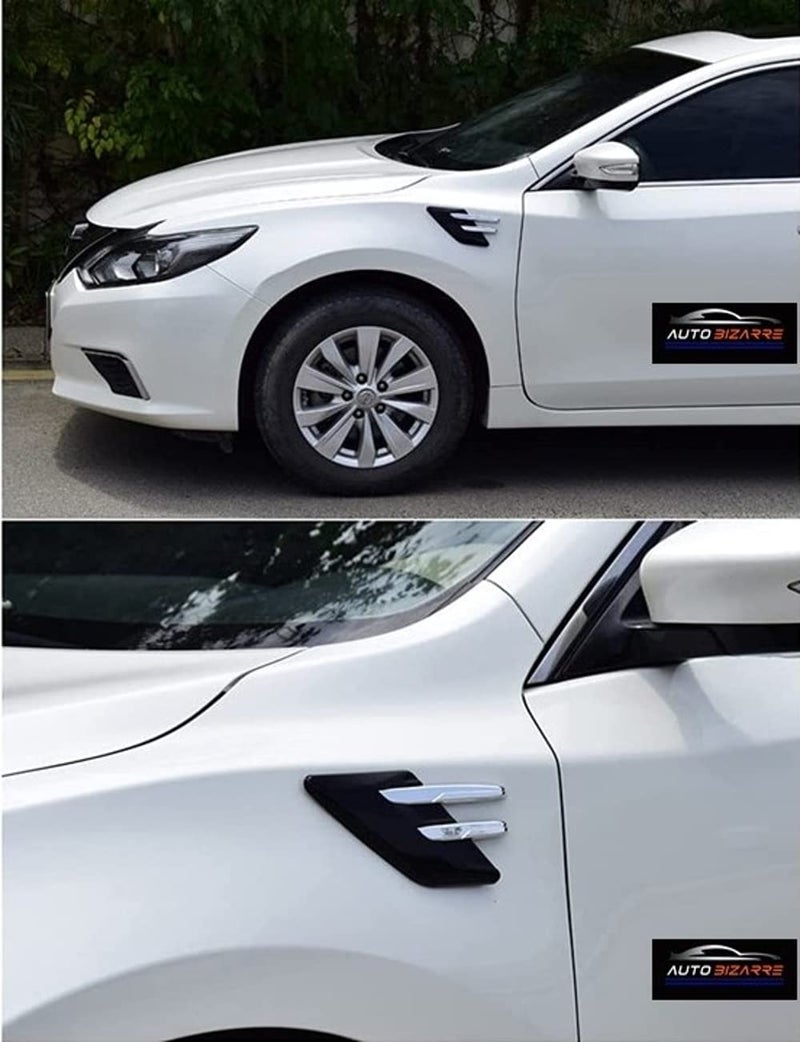 AutoBizarre Car Styling Decorative Black Silver Side Vents Air Flow Duct Sticker - Universal For All Cars - Set of 2 pcs - Image 5