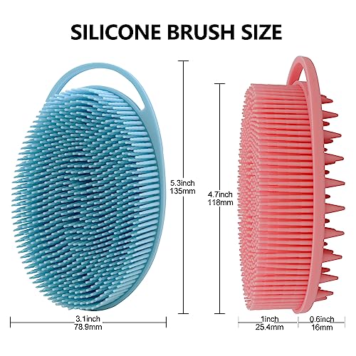 HAYSNA 2 Pack Silicone Body Scrubber, Loofah Double-Sided Body Brush,Shower Scrubber and Scalp Massager Shampoo Brush for Sensitive Kids Women Men All Kinds of Skin (Pink & Blue) - Image 4