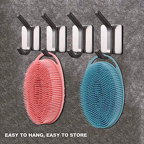 HAYSNA 2 Pack Silicone Body Scrubber, Loofah Double-Sided Body Brush,Shower Scrubber and Scalp Massager Shampoo Brush for Sensitive Kids Women Men All Kinds of Skin (Pink & Blue) - Image 5