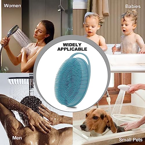 HAYSNA 2 Pack Silicone Body Scrubber, Loofah Double-Sided Body Brush,Shower Scrubber and Scalp Massager Shampoo Brush for Sensitive Kids Women Men All Kinds of Skin (Pink & Blue) - Image 2