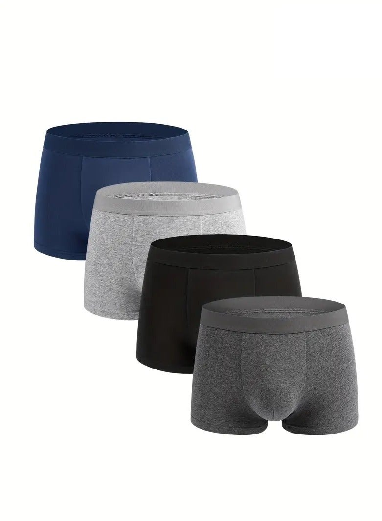 SiNO Pure Cotton Men's Boxers, Short-Leg Lycra Briefs - Soft, Breathable, Antibacterial - 4-Pack Assorted Colors.  - Image 1