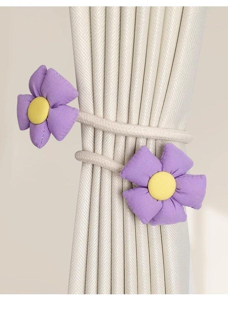 Modern MinimalistCurtain Strap Set With Adjustable Cute Flower Storage Straps And Fixed Decorations(1 Pair)  - Image 5